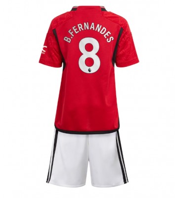 Manchester United Bruno Fernandes #8 Koszulka Podstawowych Dziecięca 2023-24 Krótki Rękaw (+ Krótkie spodenki)